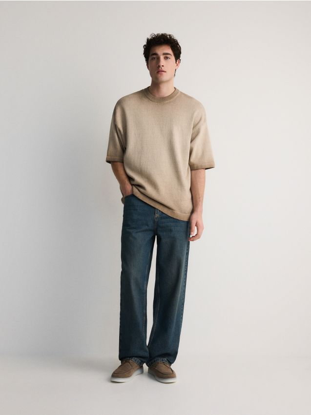 Reserved - Sweter z krótkim rękawem - brązowy