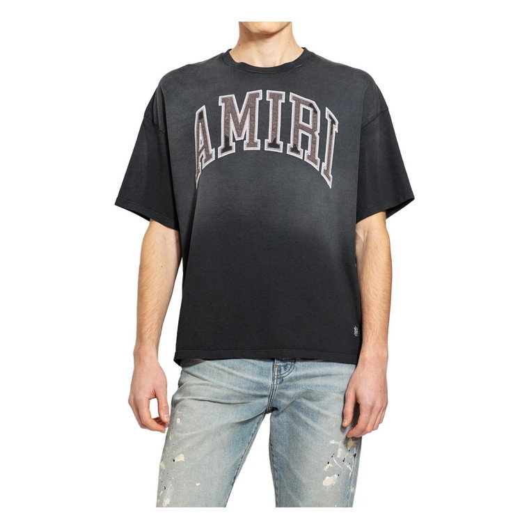 Vintage Oversized Tee z Haftowanym Logo Amiri