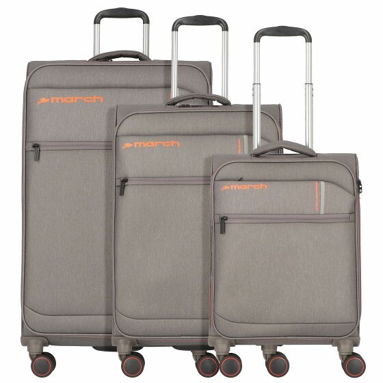 March15 Trading Silhouette 4 kółka Zestaw walizek 3-części z plisą rozprężną red