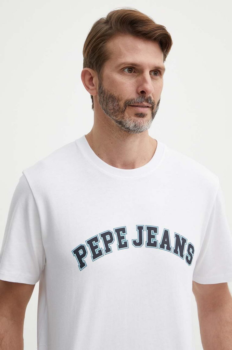 Pepe Jeans t-shirt bawełniany CLEMENT męski kolor beżowy z nadrukiem PM509220