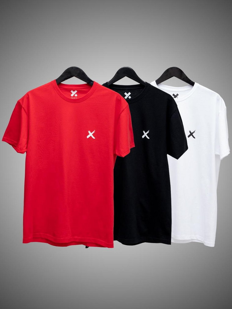 Zestaw 3 T-Shirtów Męskich Czarny / Biały / Czerwony Point X Mini X