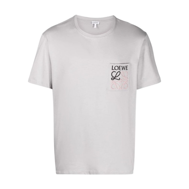 Szara koszulka z kieszenią Anagram dla mężczyzn Loewe