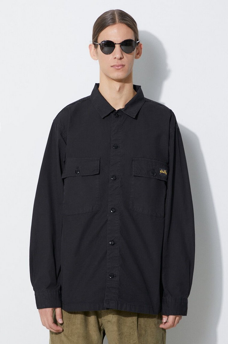 Stan Ray koszula bawełniana CPO SHIRT męska kolor czarny relaxed z kołnierzykiem klasycznym AW2311149