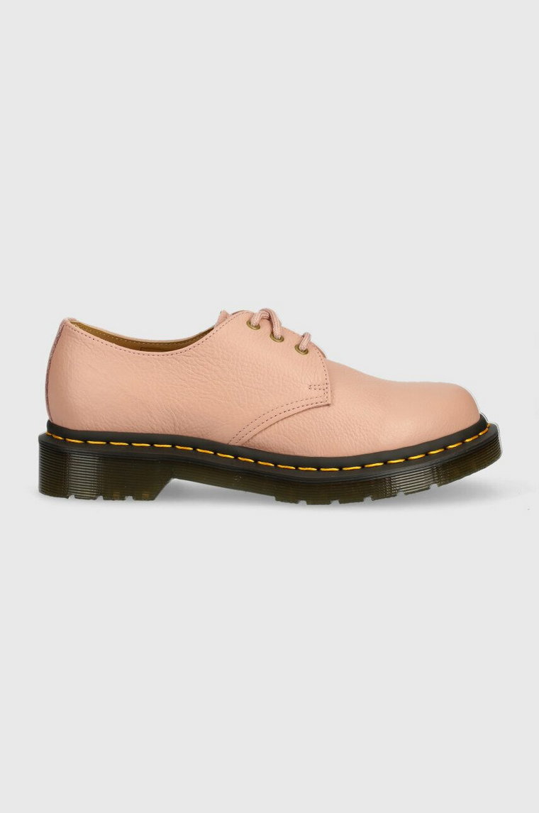 Dr. Martens półbuty skórzane 1461 damskie kolor różowy na płaskim obcasie DM24256329-Peach.Bei