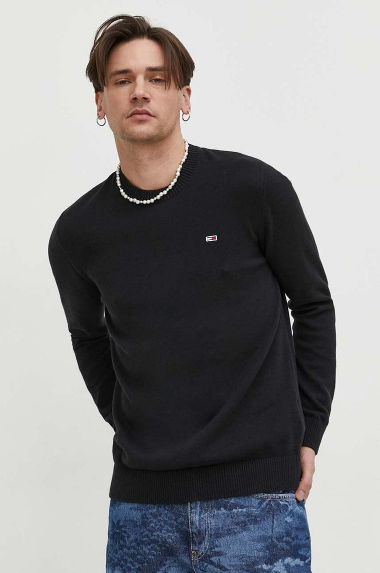 Tommy Jeans sweter bawełniany kolor czarny