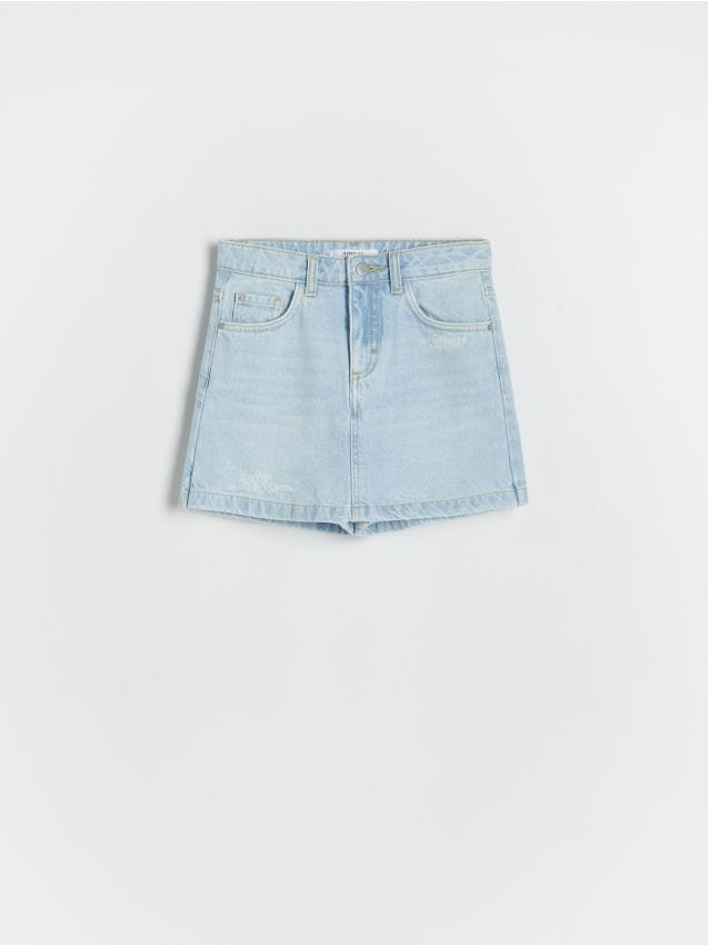 Reserved - Jeansowe szorty imitujące spódnicę - niebieski