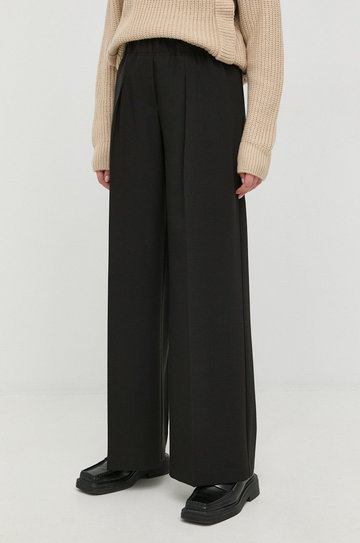Silvian Heach spodnie damskie kolor czarny szerokie medium waist