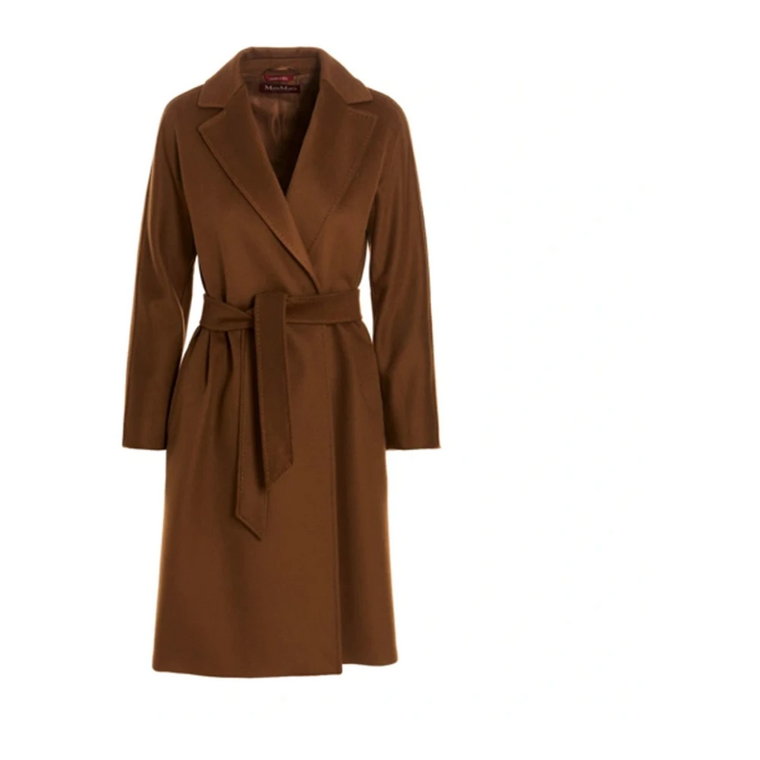 Superbo Wrap Coat z Logo Print Lining Max Mara Studio