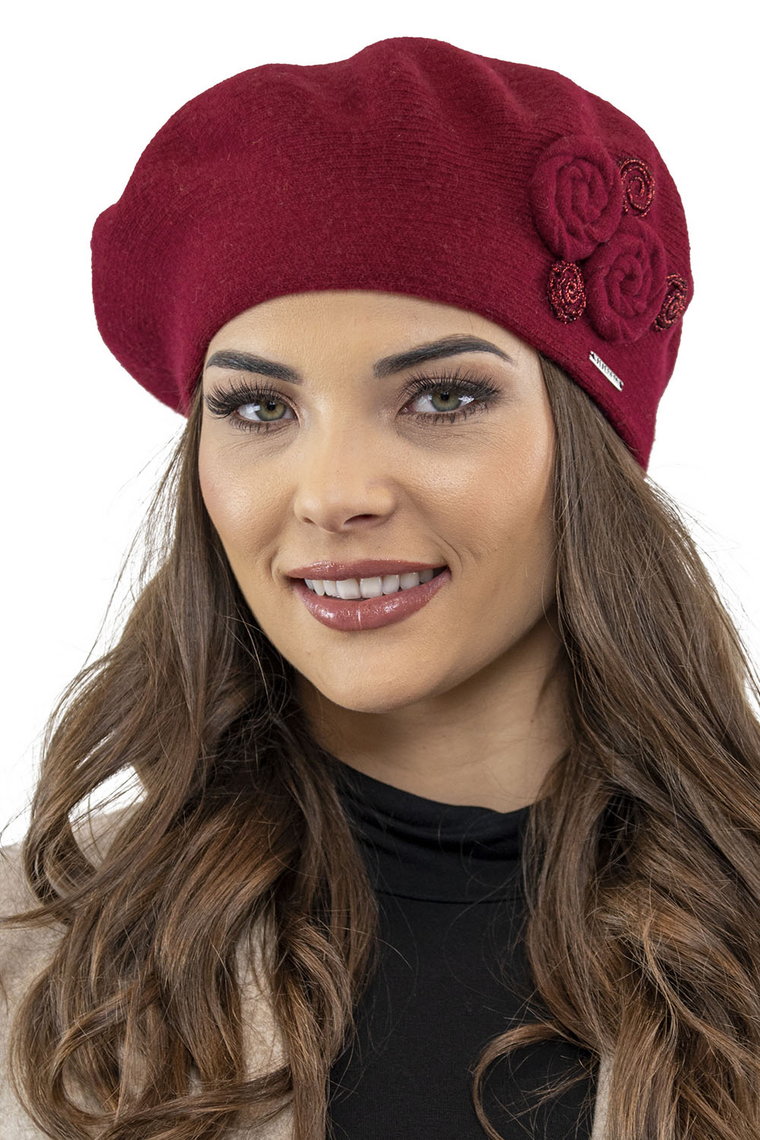 Vivisence 7037 Nakrycie głowy beret, bordowy