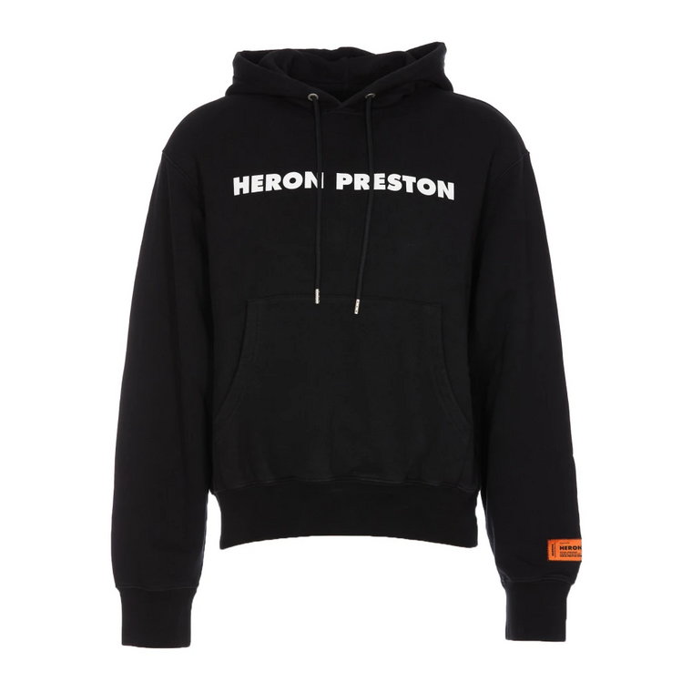 Czarna bluza z przodu z nadrukiem logo Heron Preston