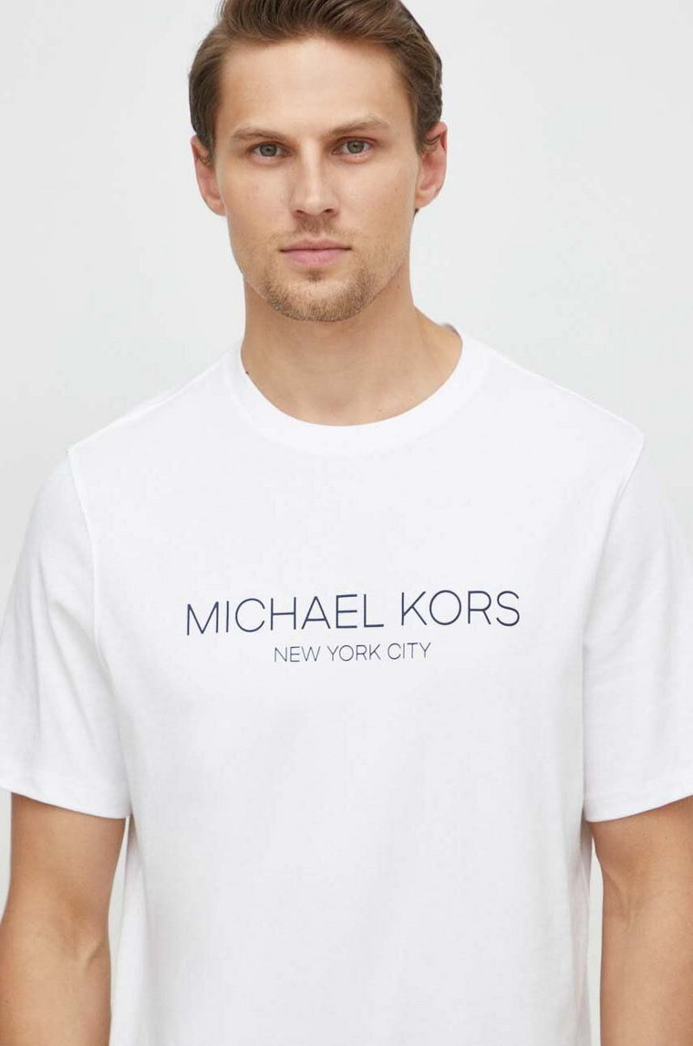 Michael Kors t-shirt bawełniany męski kolor biały z nadrukiem