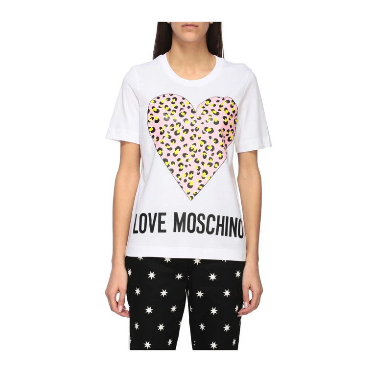 Koszulka z nadrukiem Animalier Heart Love Moschino