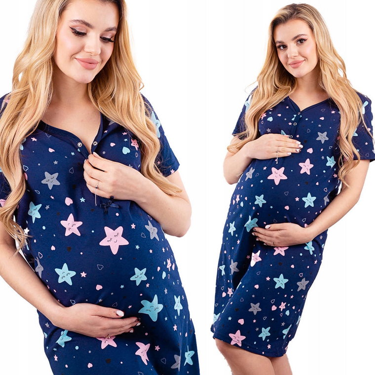 Koszula Nocna Piżama Ciążowa Porodu Karmienia M