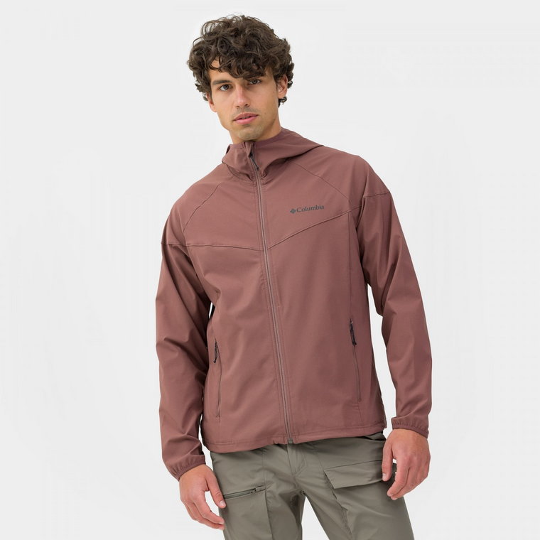 Męski softshell rozpinany z kapturem Columbia Heather Canyon - bordowy