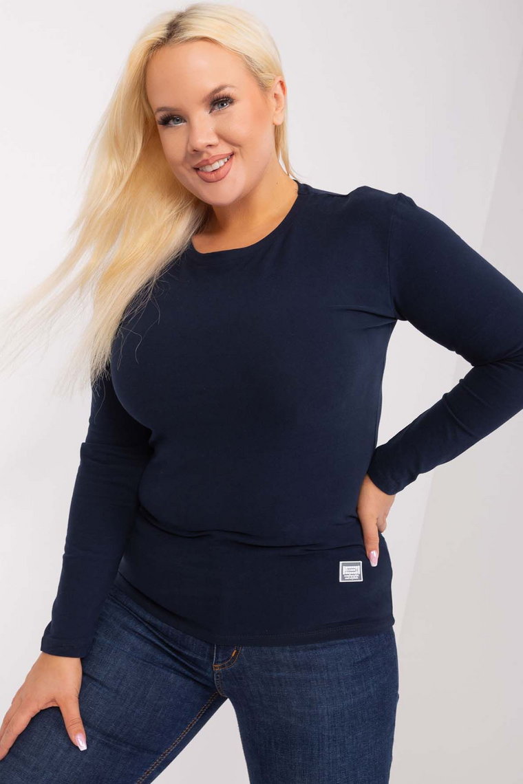 Granatowa dopasowana bluzka damska plus size