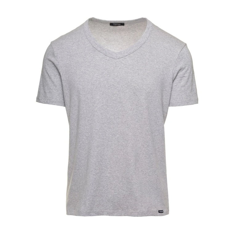 Szare koszulki i pola - T-Shirt V Tom Ford