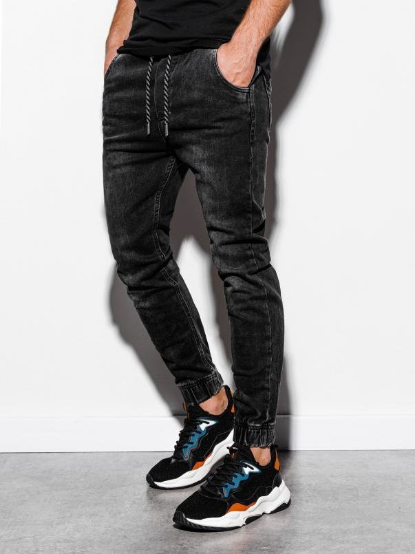 Spodnie męskie jeansowe joggery - czarne P907