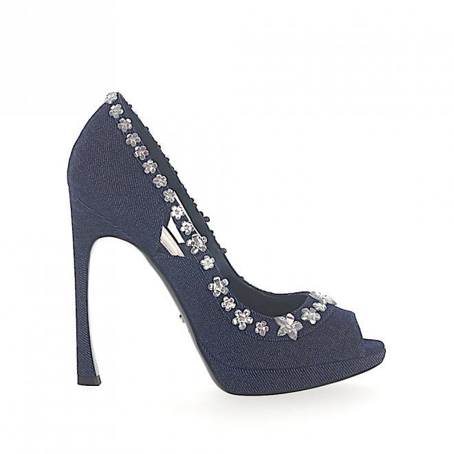 Dior Czółenka Peep Toe GARLAND  denim