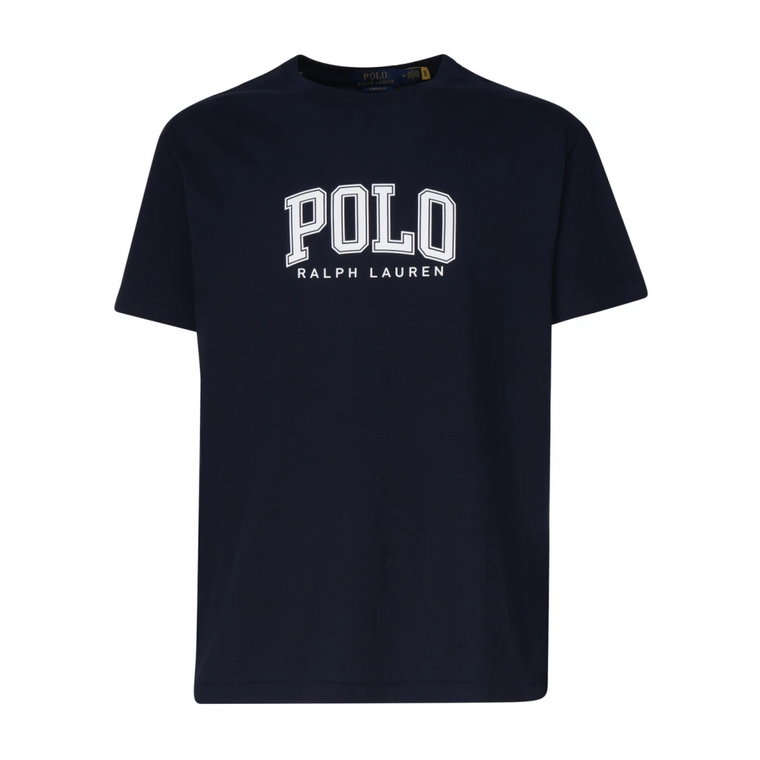 Niebieska Bawełniana Koszulka z Logo Polo Ralph Lauren