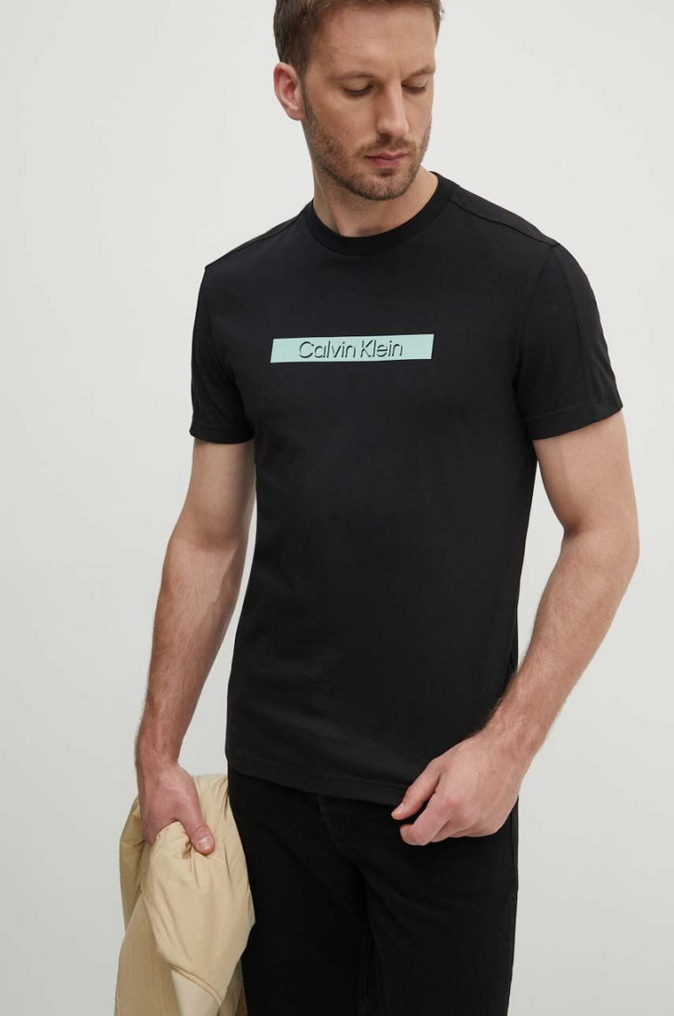 Calvin Klein t-shirt bawełniany męski kolor czarny z nadrukiem K10K113110