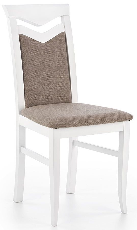 Białe krzesło drewniane tapicerowane - Eric