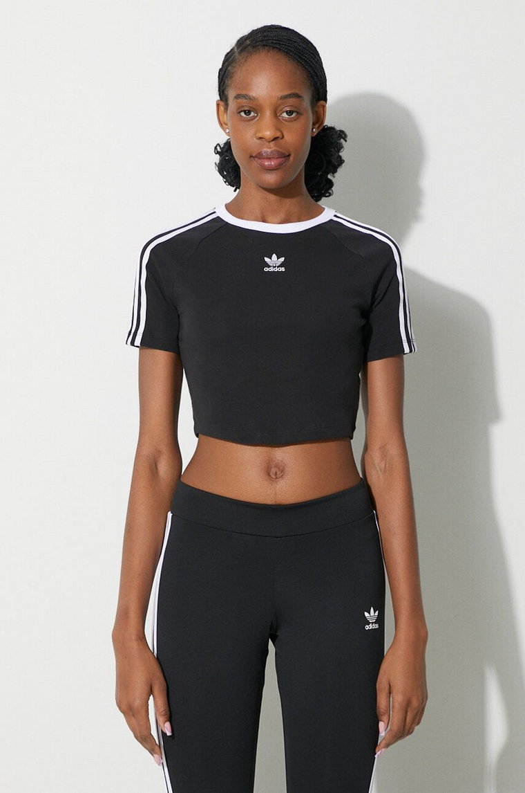 adidas Originals t-shirt 3-Stripes Baby Tee damski kolor czarny IU2532