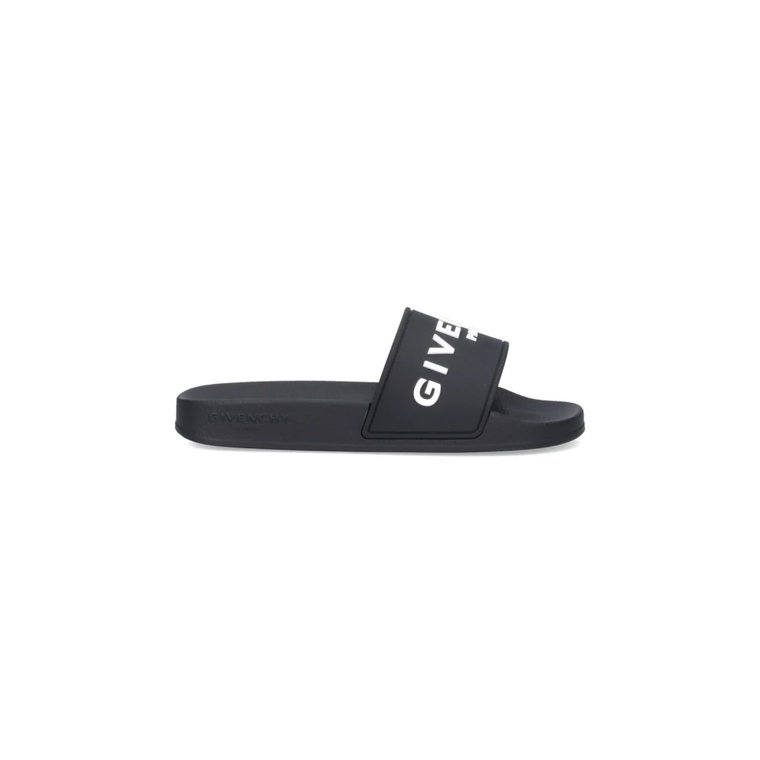 Czarne sandały Slide z kontrastowym podpisem Givenchy