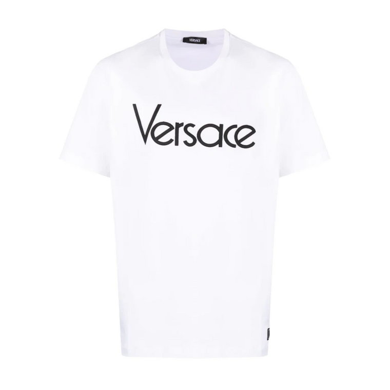 Białe T-shirty i Pola z Haftowanym Logo Versace