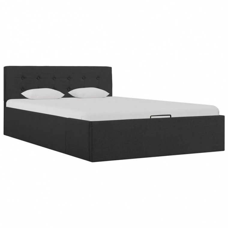 Rama łóżka z podnośnikiem, ciemnoszara, tkanina, 120 x 200 cm kod: V-285572