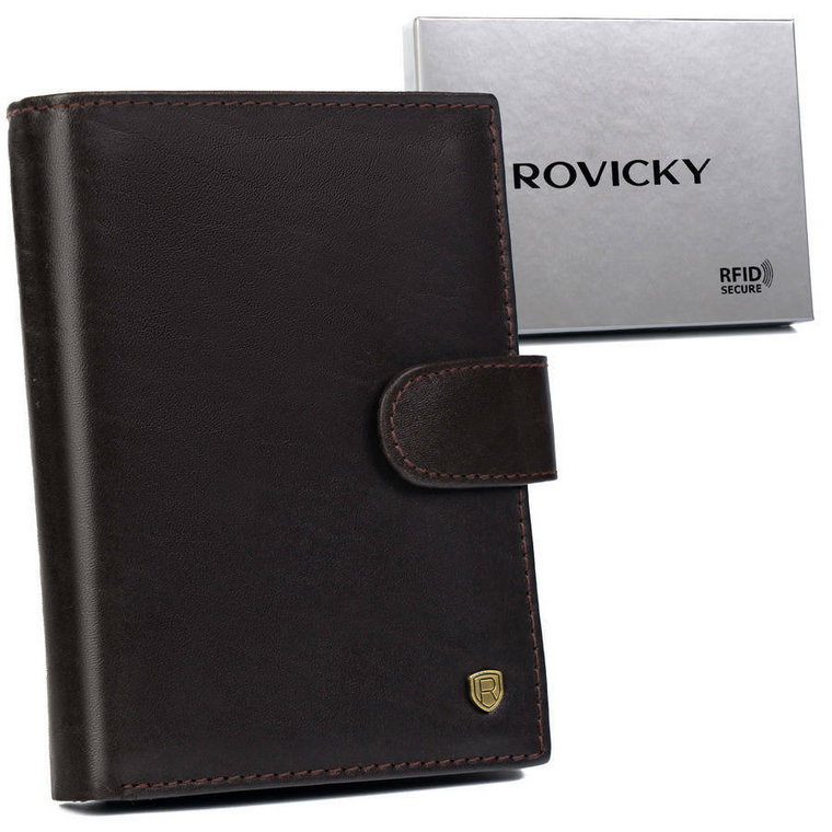 Skórzany portfel męski na karty z systemem RFID Protect Rovicky