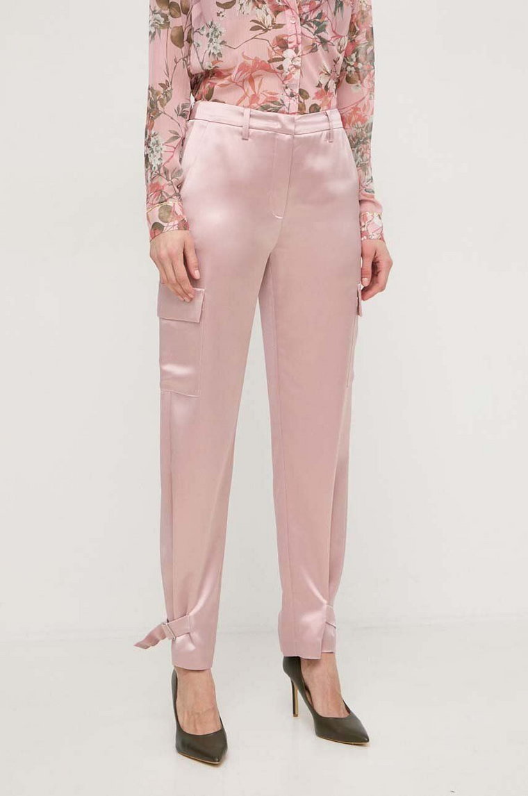 Guess spodnie MARZIA damskie kolor różowy proste high waist W4GB50 WG7C0