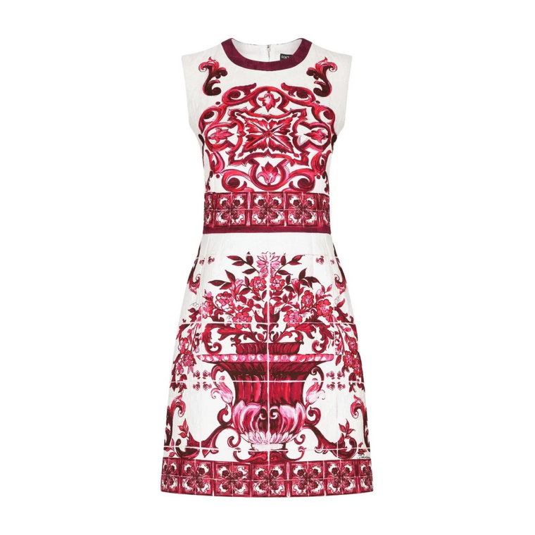 Fuchsia Sukienka z Broszki z Bawełny Dolce & Gabbana