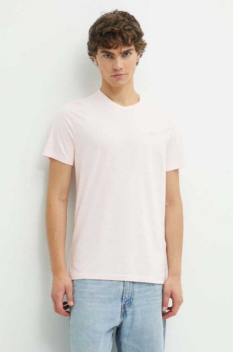 Hollister Co. t-shirt bawełniany męski kolor różowy gładki KI324-4089
