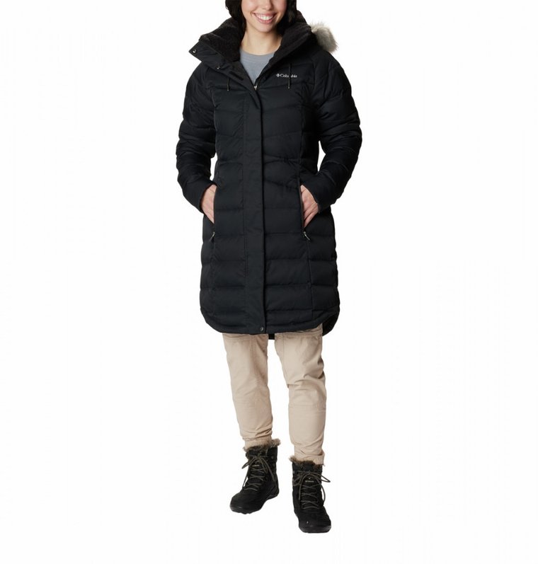 Damski płaszcz puchowy pikowany Columbia Belle Isle Mid Down Jacket - czarny