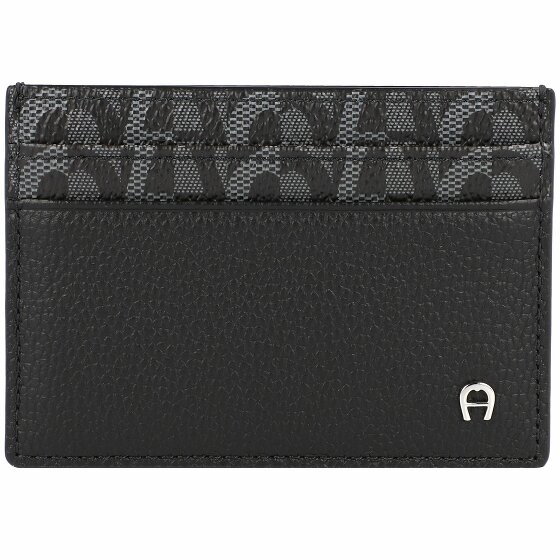 AIGNER Skórzane etui na karty kredytowe z logo 10 cm black