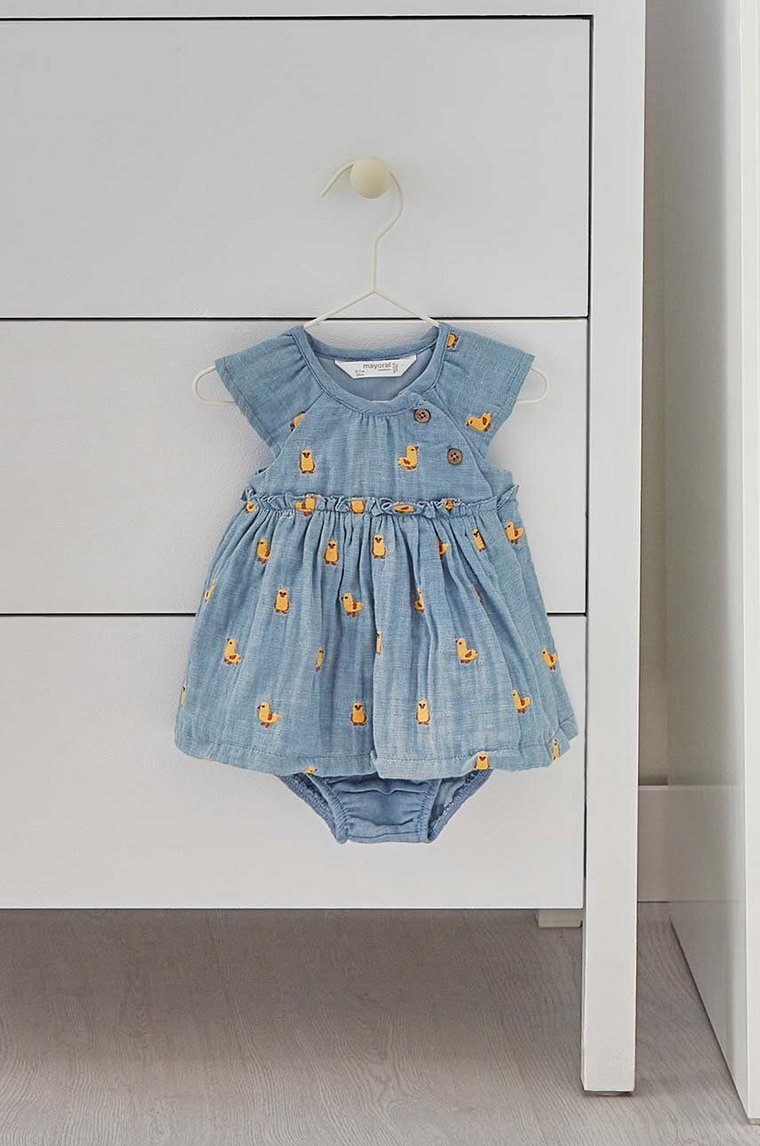 Mayoral Newborn sukienka bawełniana niemowlęca kolor niebieski mini rozkloszowana