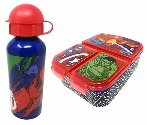 Theonoi - Zestaw Pudełek Śniadaniowych Dla Dzieci Z Przegródkami I Butelką Na Wodę (Avengers)