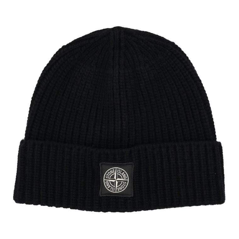 Klasyczna Czarna Czapka Beanie Aw23 Stone Island