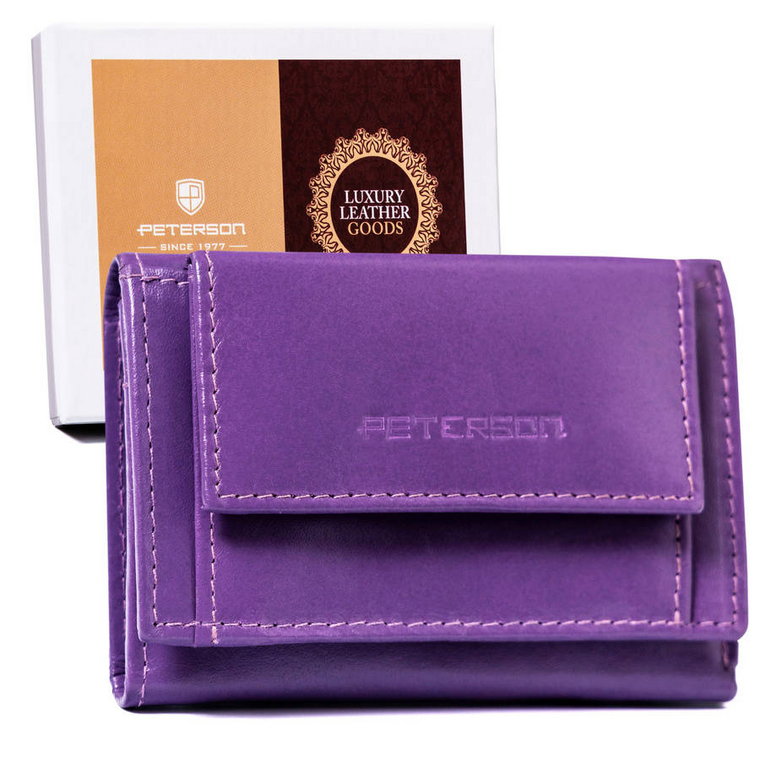 Mały, skórzany portfel damski z systemem RFID Protect fioletowy