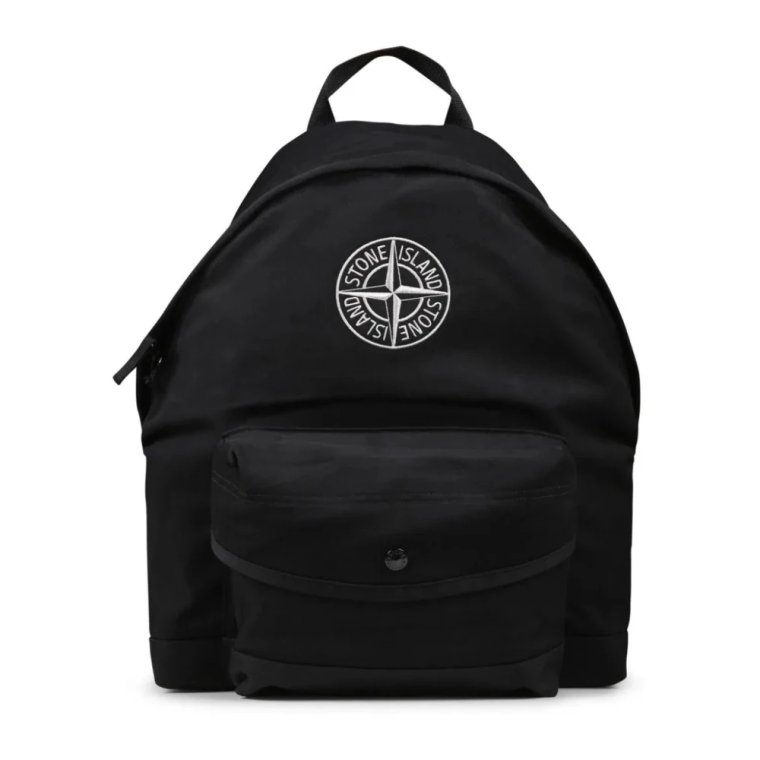 Dziecięcy Czarny Bawełniany Plecak z Zamkiem Stone Island