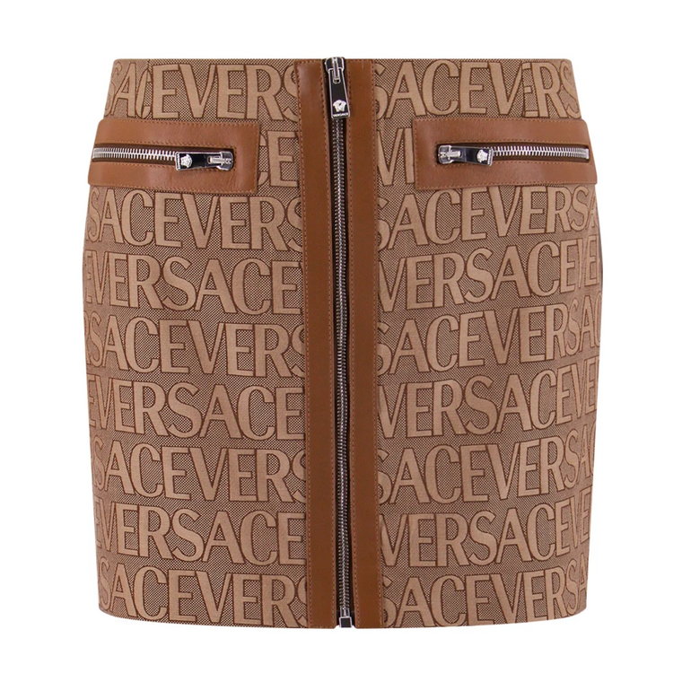 Luksusowa Brązowa Mini Spódnica Versace