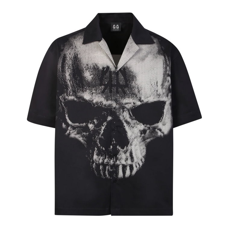 Czarna koszulka z nadrukiem czaszki dla mężczyzn 44 Label Group