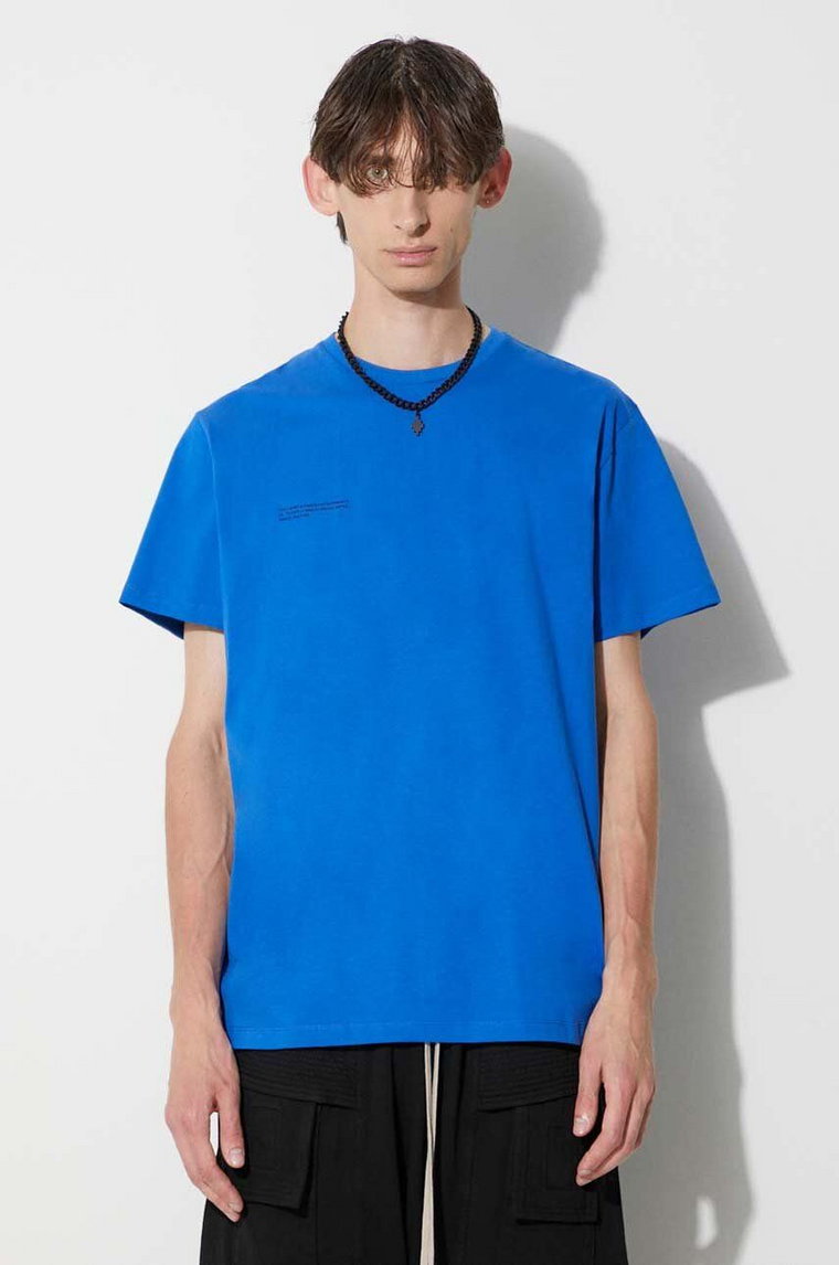 Pangaia t-shirt bawełniany kolor niebieski z nadrukiem