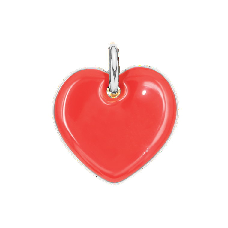 Serce 1,5 cm z czerwoną emalią posrebrzane