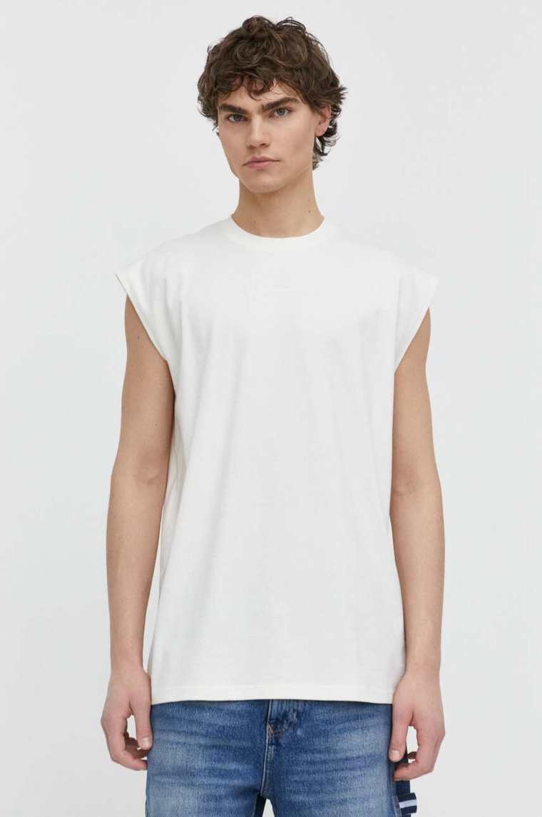 Karl Kani t-shirt bawełniany męski kolor beżowy