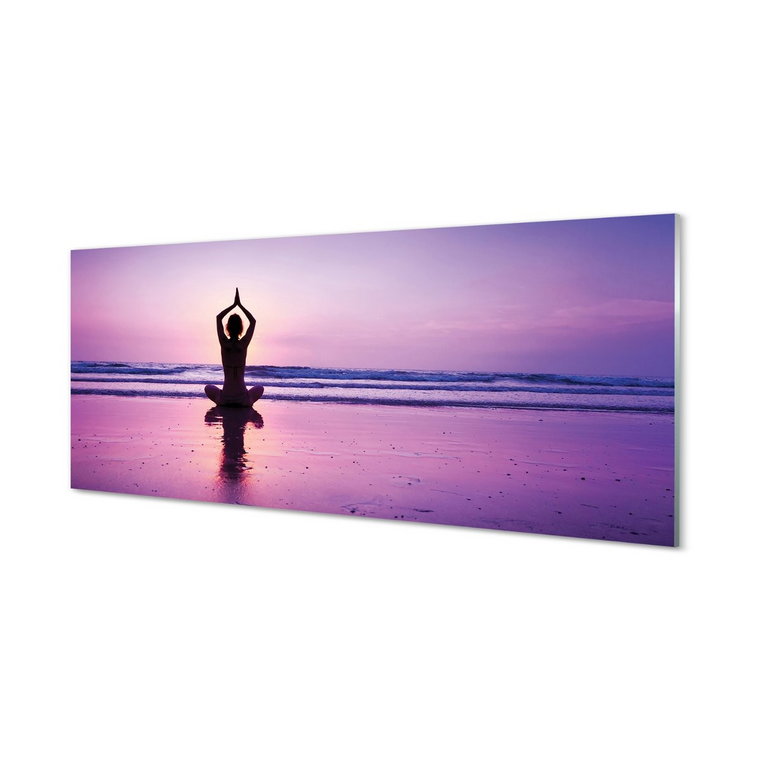 Panel szkło hartowane Kobieta morze joga 125x50 cm