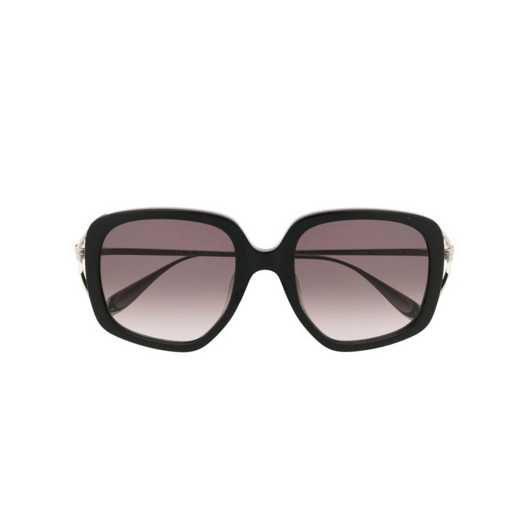 Czarne Okulary Przeciwsłoneczne Kwadratowe Szare Soczewki Alexander McQueen