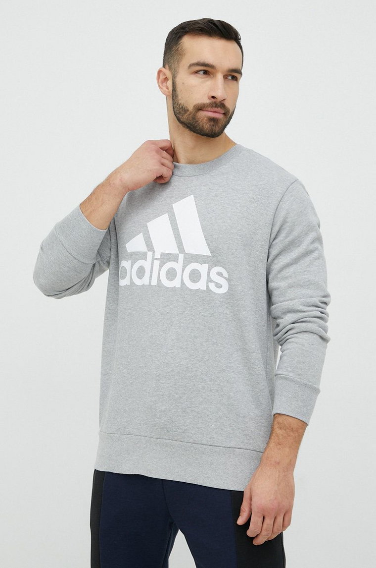 adidas bluza bawełniana męska kolor szary z nadrukiem