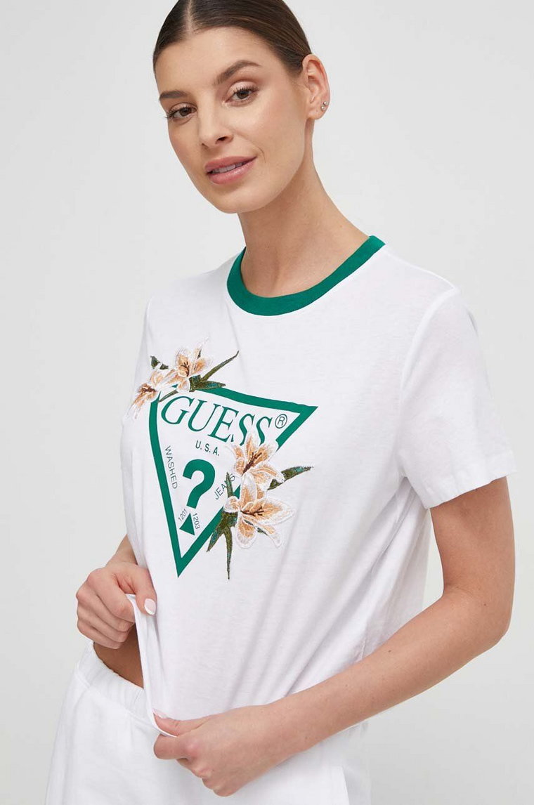 Guess t-shirt ZOEY damski kolor biały V4GI02 K46D1