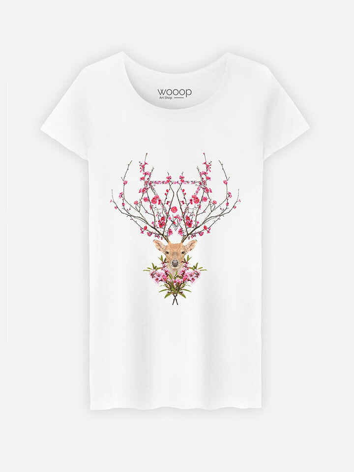 WOOOP Koszulka "Spring Deer" w kolorze białym